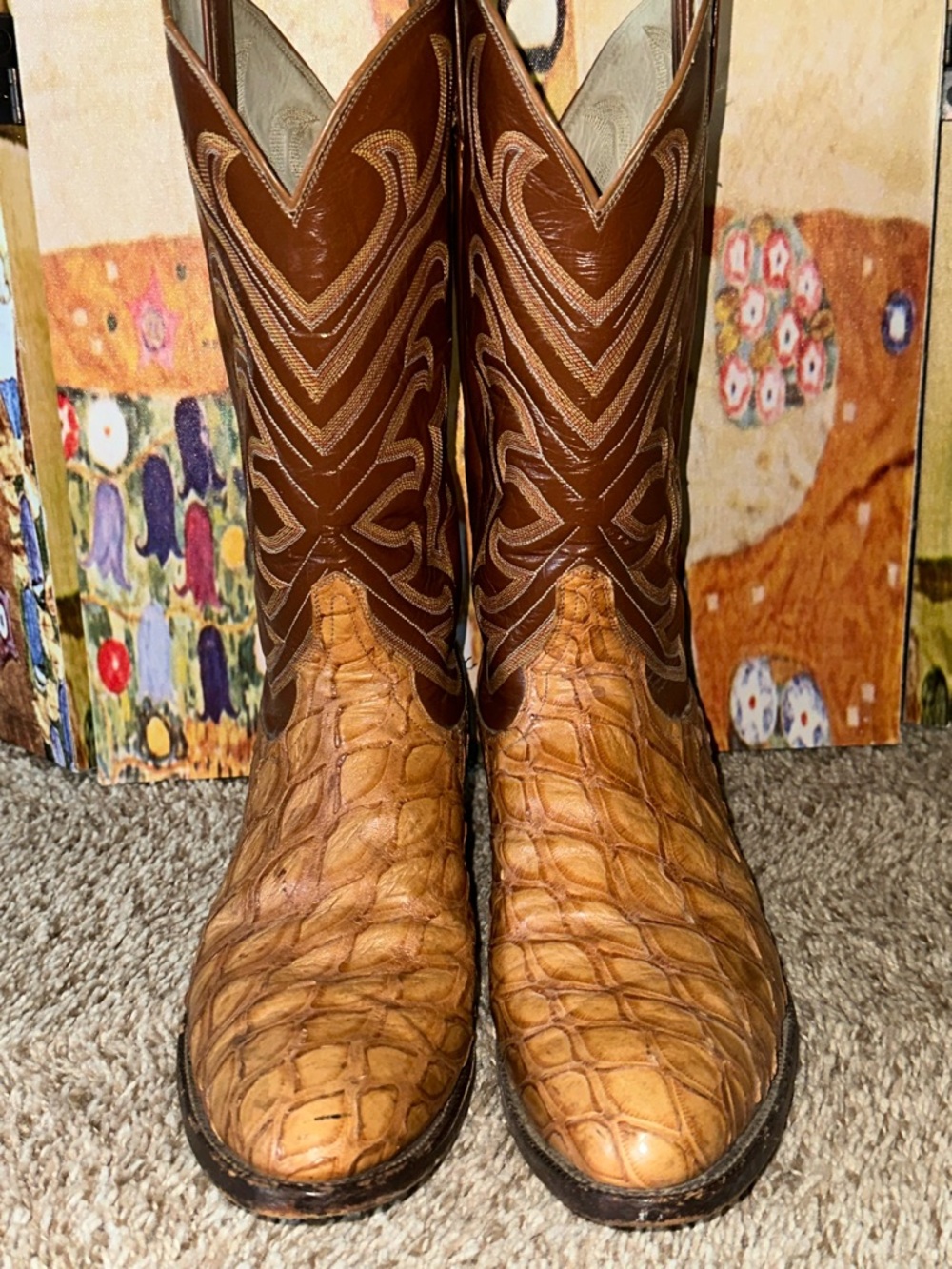 RARE VTG Tony Lama El Rey 8296 PRE-BAN Honey Gold Anteater Boots - 11.5D